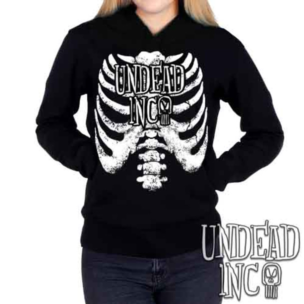Undead Inc Skeleton Rib Cage - Ladies / Juniors Fleece Hoodie