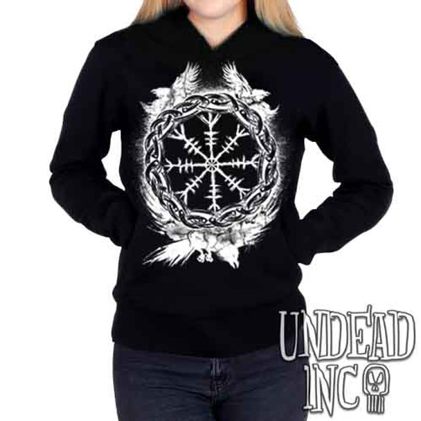 Viking Raven Awe - Ladies / Juniors Fleece Hoodie