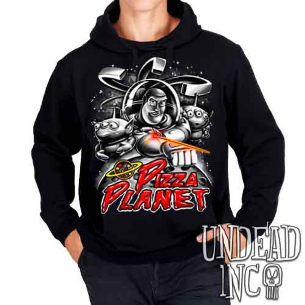 Pizza Planet Buzz Black & Grey - Mens / Unisex Fleece Hoodie