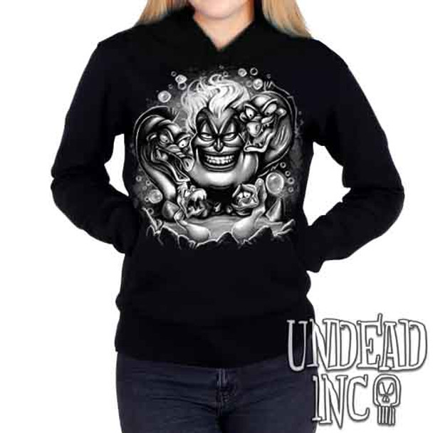 Villains Ursula Unfortunate Souls Black & Grey - Ladies / Juniors Fleece Hoodie