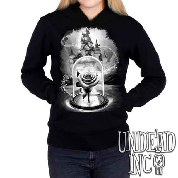 Enchanted Rose Black & Grey - Ladies / Juniors Fleece Hoodie