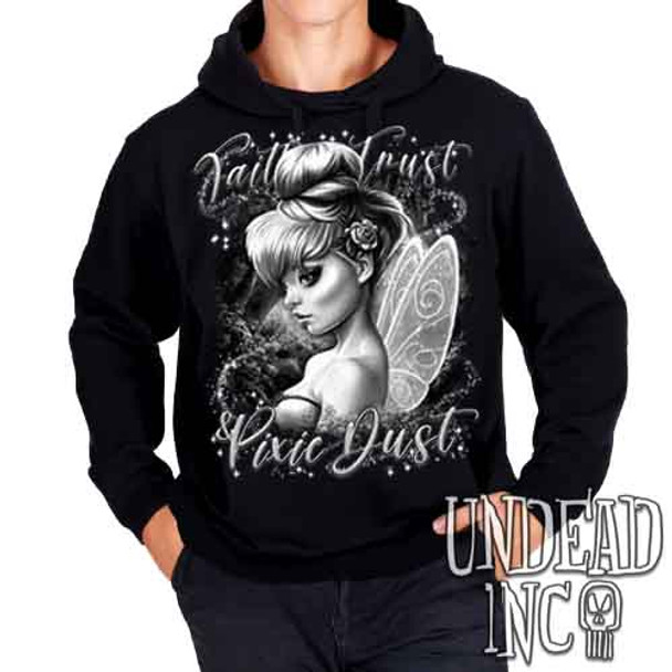 Tinkerbell Pixie Dust Black & Grey - Mens / Unisex Fleece Hoodie