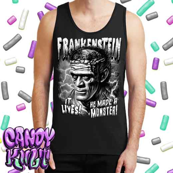Frankenstein Fright Candy Black & Grey - Mens Tank Singlet