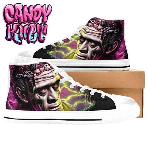 Frankenstein Fright Candy White Women's Classic High Top Canvas Shoes