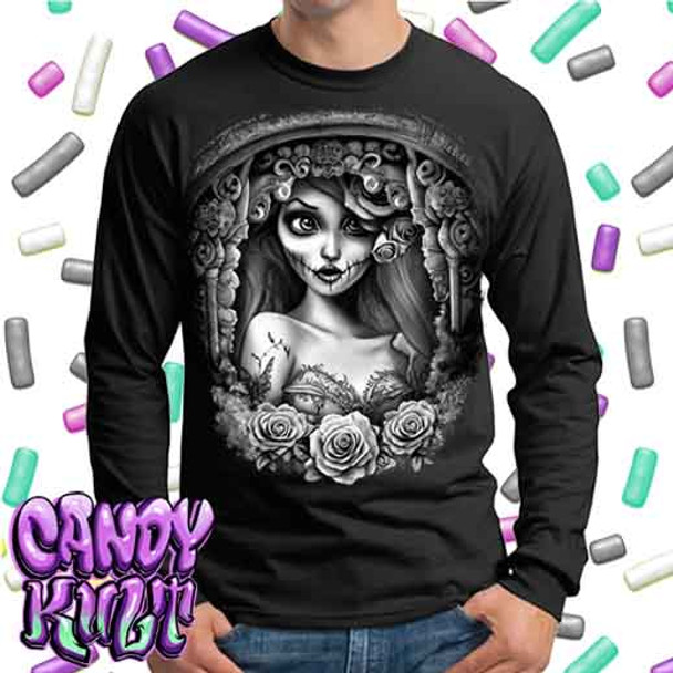 Corpse Bride Waiting For You Fright Candy Black & Grey - Mens Long Sleeve Tee