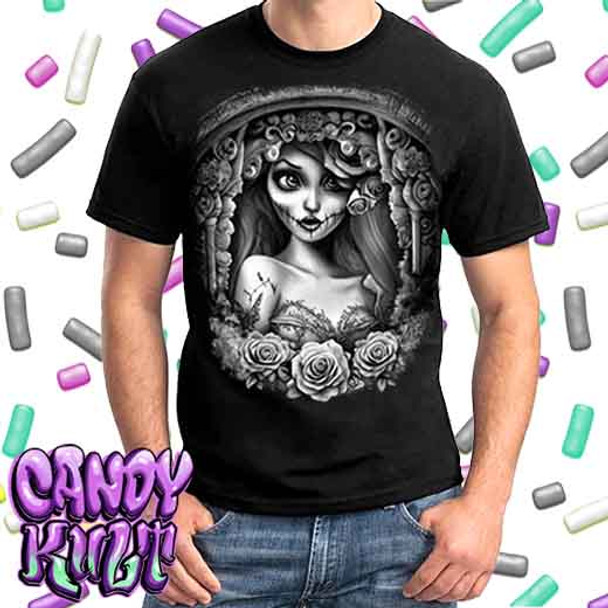 Corpse Bride Waiting For You Fright Candy Black & Grey - Mens T Shirt