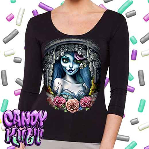 Corpse Bride Waiting For You Fright Candy - Ladies 3/4 Long Sleeve Tee
