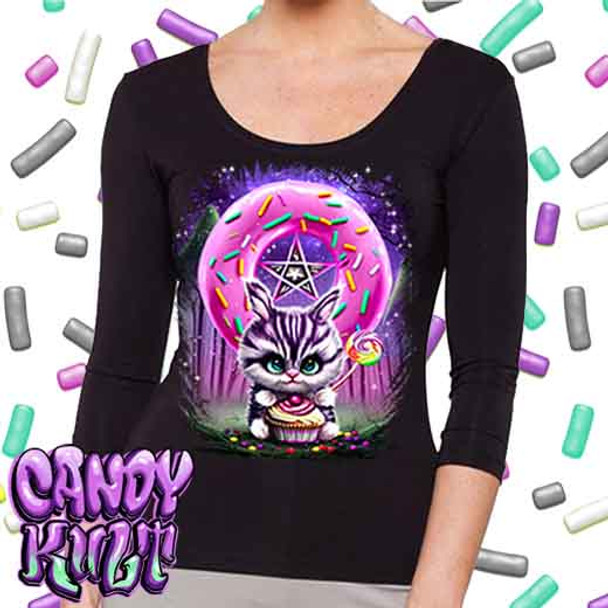 Bunny Donut Pentagram Fright Candy - Ladies 3/4 Long Sleeve Tee