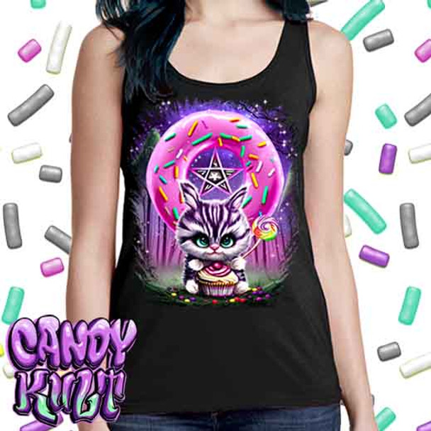 Bunny Donut Pentagram Fright Candy - Ladies Singlet Tank