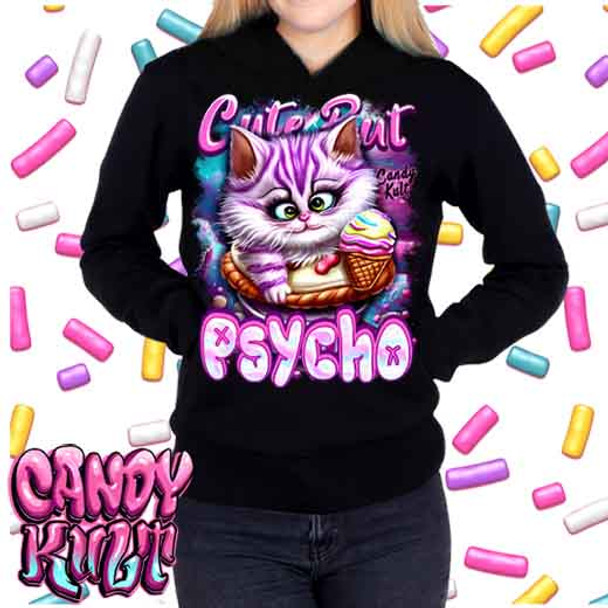 Cute But Psycho Cheshire Cat Candy Kult - Ladies / Juniors Fleece Hoodie