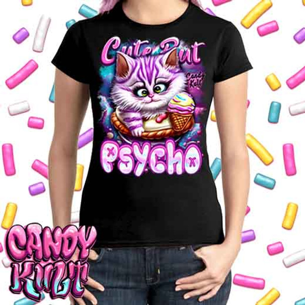 Cute But Psycho Cheshire Cat Candy Kult - Ladies T Shirt