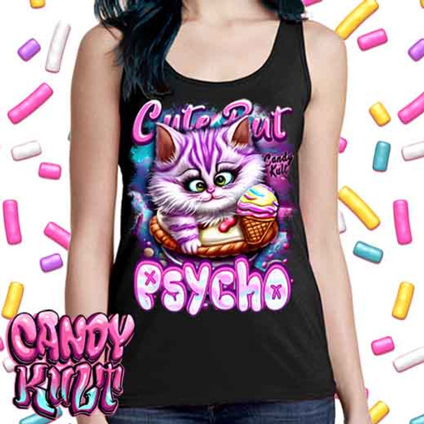 Cute But Psycho Cheshire Cat Candy Kult - Ladies Singlet Tank
