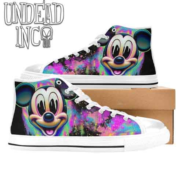 Trippy Mouse White Men’s Classic High Top Canvas Shoes