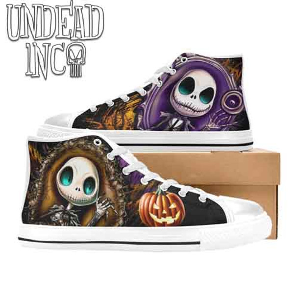 Jack Skellington Pumpkin Patch White Women's Classic High Top Canvas Shoes