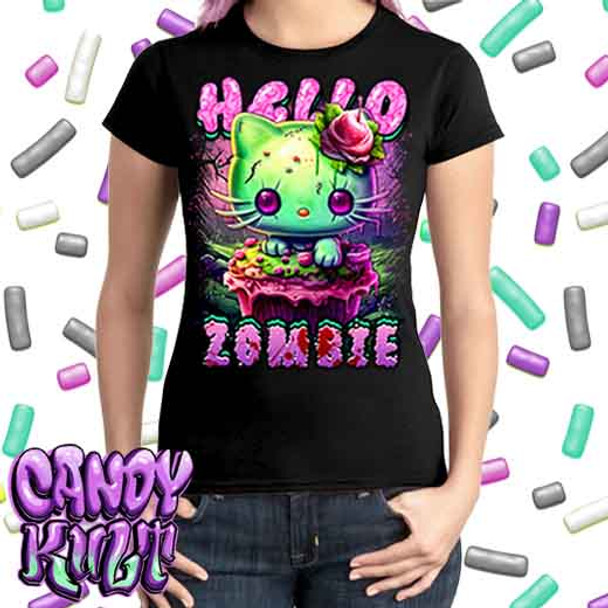 Zombie Kitty Fright Candy - Ladies T Shirt