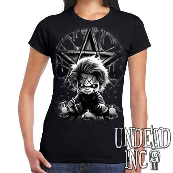 Chucky Pentagram Black & Grey - Ladies T Shirt