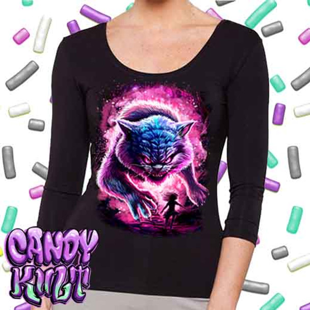 Cheshire Werecat Fright Candy - Ladies 3/4 Long Sleeve Tee