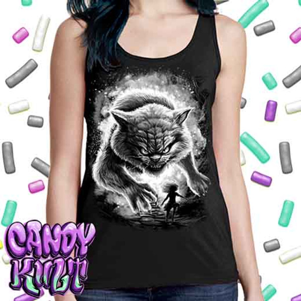 Cheshire Werecat Fright Candy Black & Grey - Ladies Singlet Tank