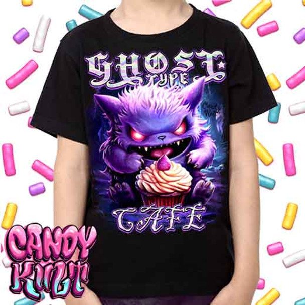 Ghost Type Cafe Cupcake Candy Toons Kids Unisex Girls and Boys T shirt