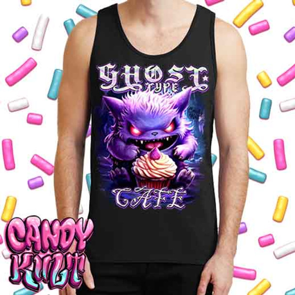 Ghost Type Cafe Cupcake Candy Toons - Mens Tank Singlet
