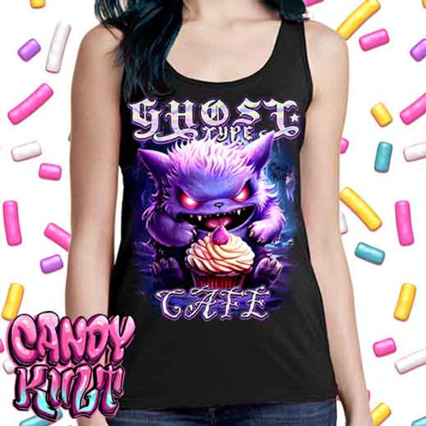 Ghost Type Cafe Cupcake Candy Toons - Ladies Singlet Tank