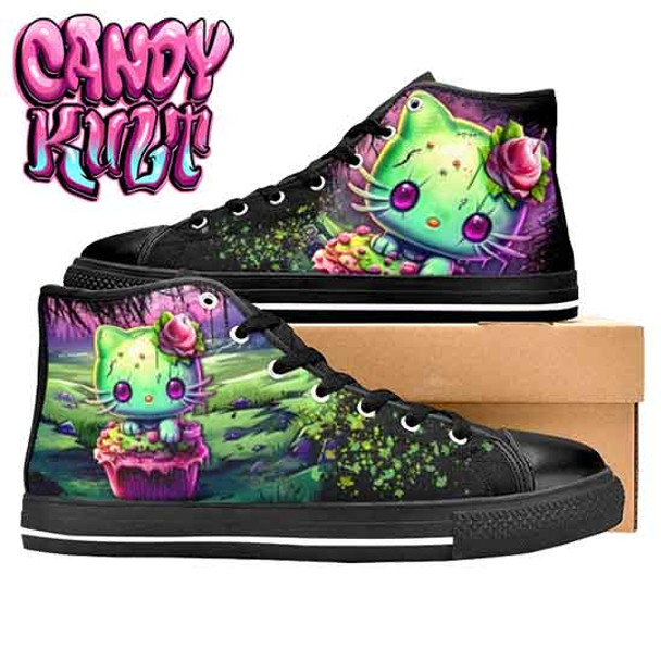 Zombie Kitty Fright Candy Men’s Classic High Top Canvas Shoes