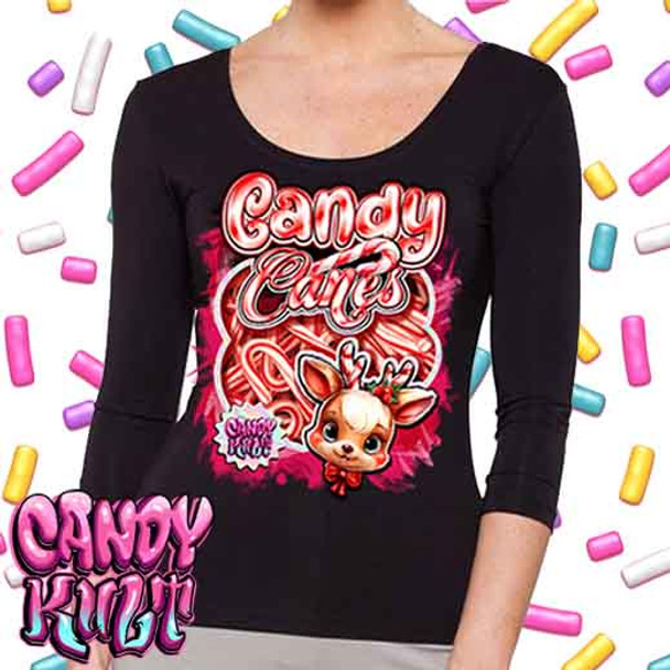 Packet Of Candy Canes Candy Kult - Ladies 3/4 Long Sleeve Tee