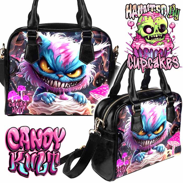 Cheshire Cat Wonderland Haunted By Cupcakes Classic Convertible Crossbody Handbag