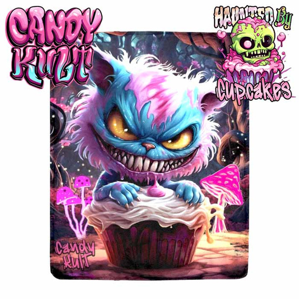 Cheshire Cat Wonderland Haunted By Cupcakes Micro Fleece Blanket