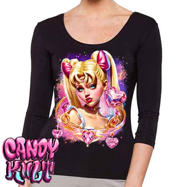 Sailor Scout Retro Candy - Ladies 3/4 Long Sleeve Tee