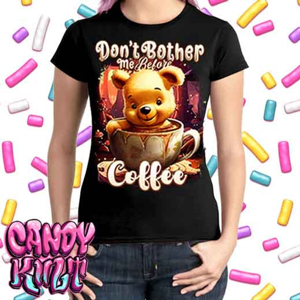 Don't Bother Me Before Coffee Candy Toons - Ladies T Shirt