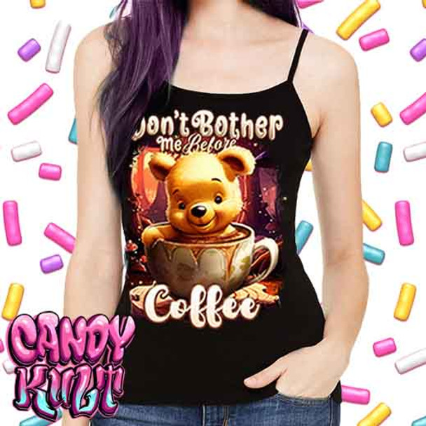 Don't Bother Me Before Coffee Candy Toons - Petite Slim Fit Tank