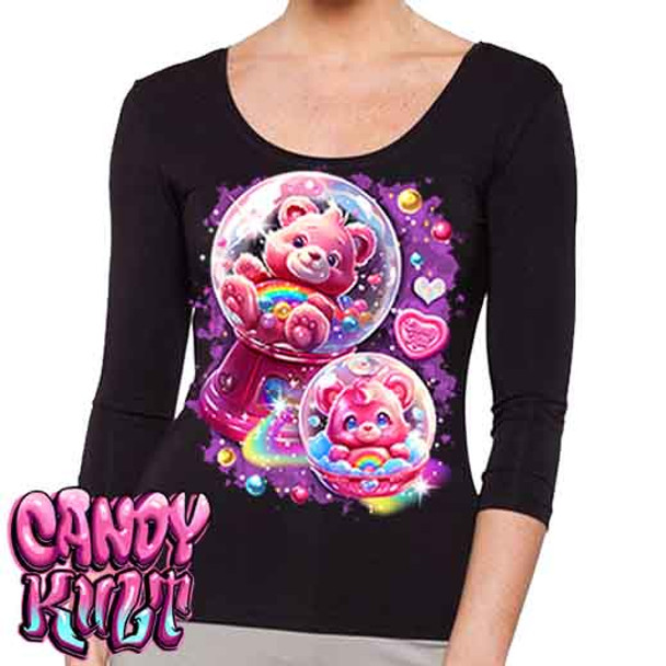 Gumball Wishes Retro Candy - Ladies 3/4 Long Sleeve Tee