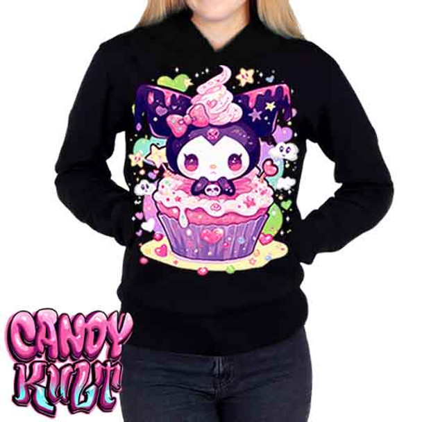 Spookycore Cupcake Kawaii Candy - Ladies / Juniors Fleece Hoodie