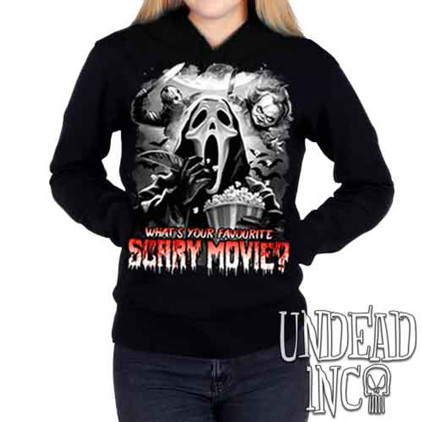 What's your favourite scary movie? Black & Grey - Ladies / Juniors Fleece Hoodie