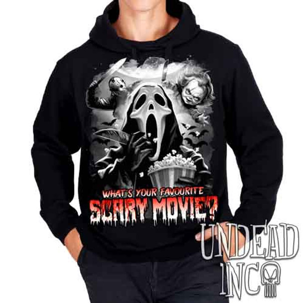 What's your favourite scary movie? Black & Grey - Mens / Unisex Fleece Hoodie