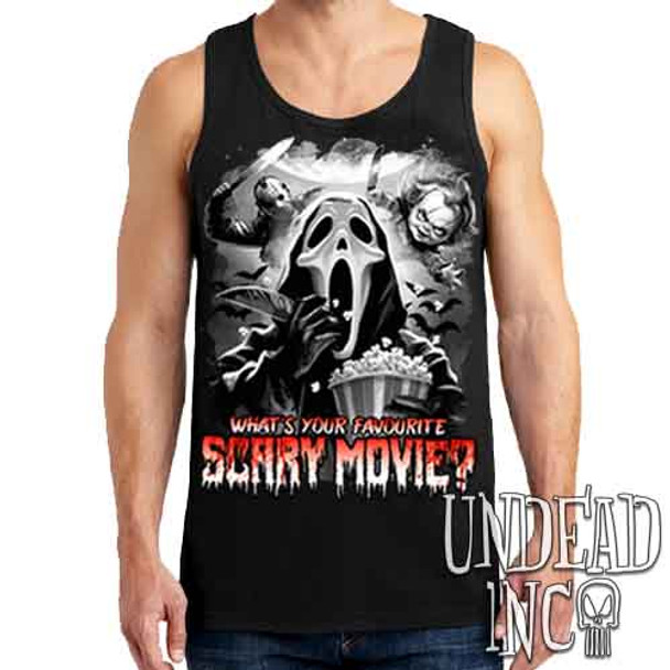 What's your favourite scary movie? Black & Grey - Mens Tank Singlet