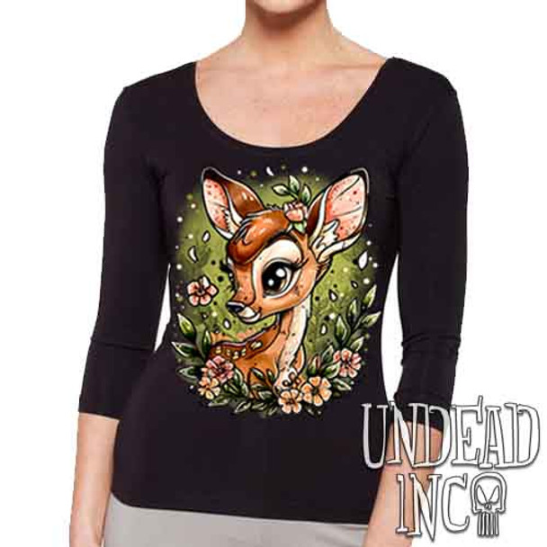 Bambi Tattoo Art - Ladies 3/4 Long Sleeve Tee