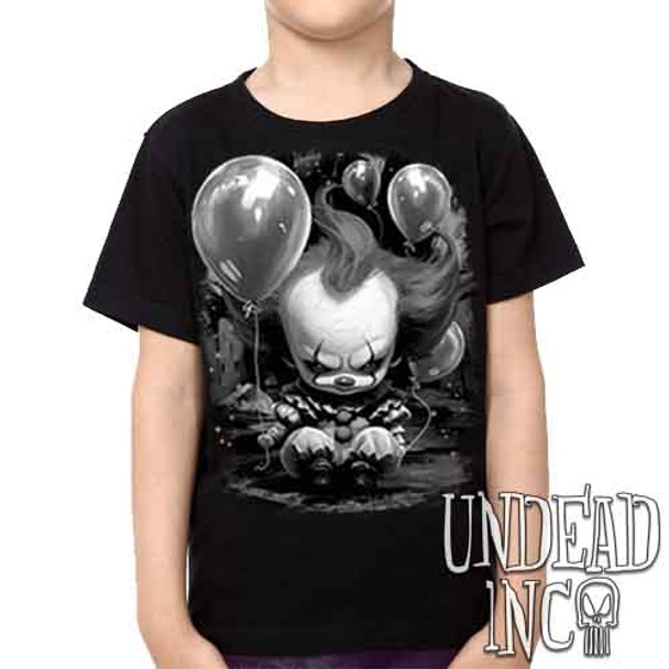 Little Pennywise Black & Grey - Kids Unisex Girls and Boys T shirt