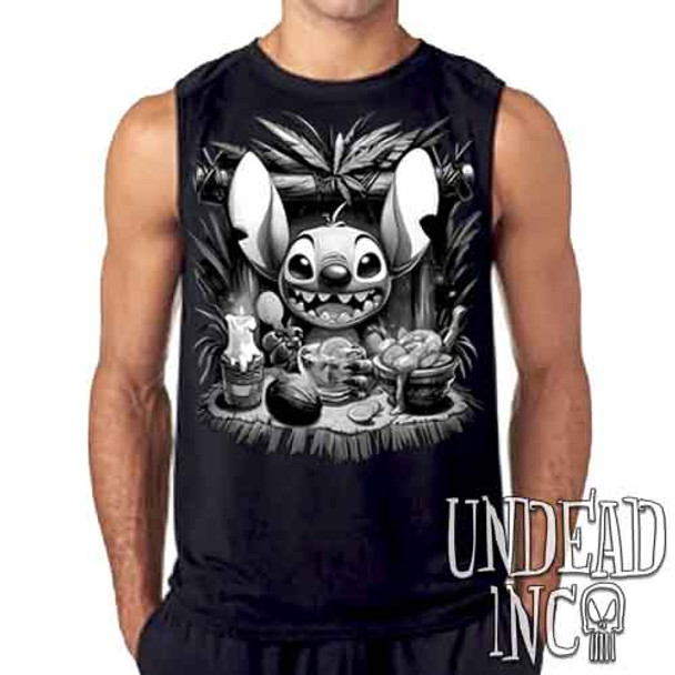 Stitch Tiki Bar Black & Grey - Mens Sleeveless Shirt