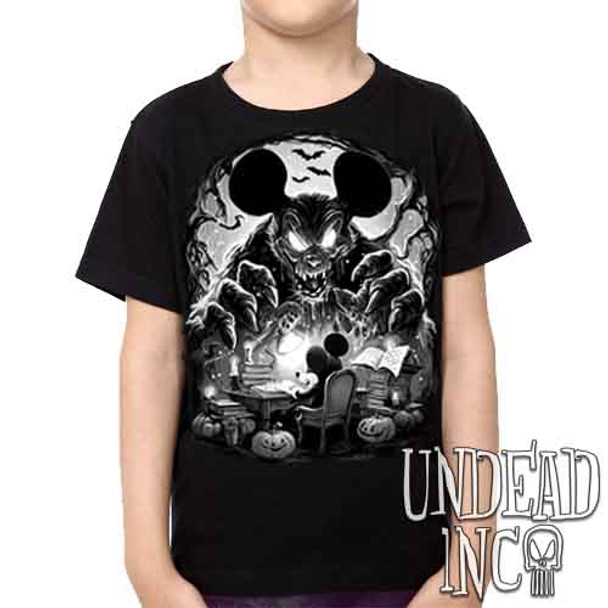 Mickey Monsters Come To Life Black & Grey - Kids Unisex Girls and Boys T shirt