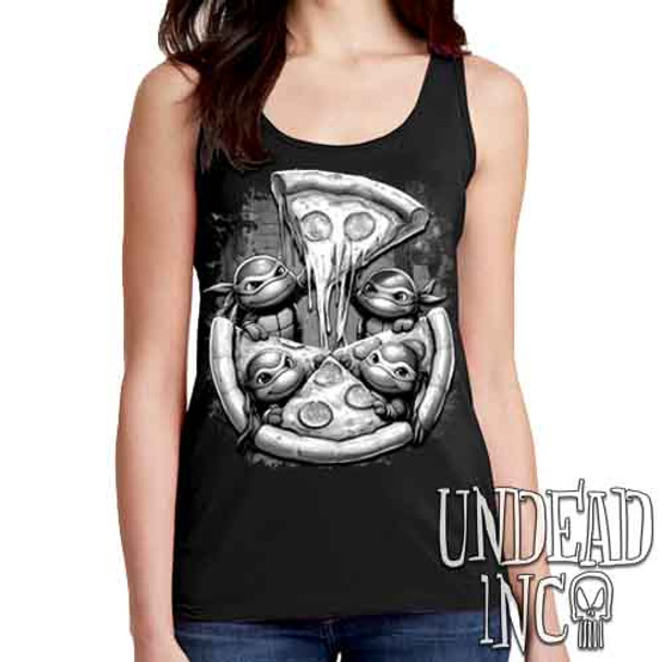 Ninja Turtles Pizza Black & Grey - Ladies Singlet Tank