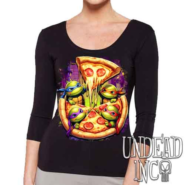 Ninja Turtles Pizza - Ladies 3/4 Long Sleeve Tee