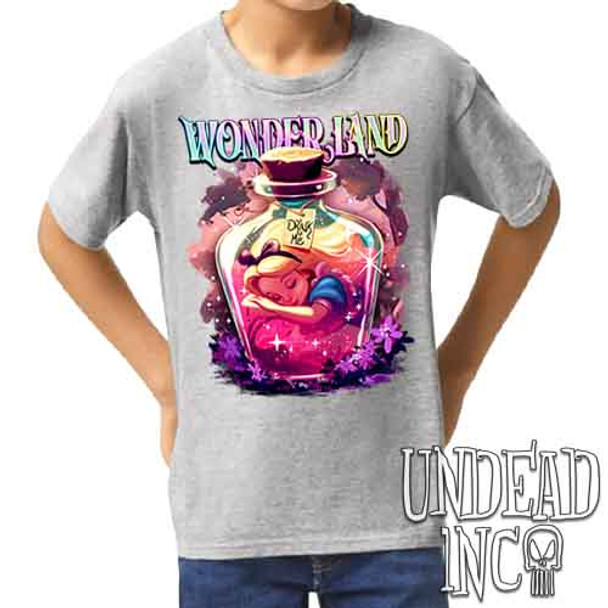 Dreaming Of Wonderland - Kids Unisex GREY Girls and Boys T shirt