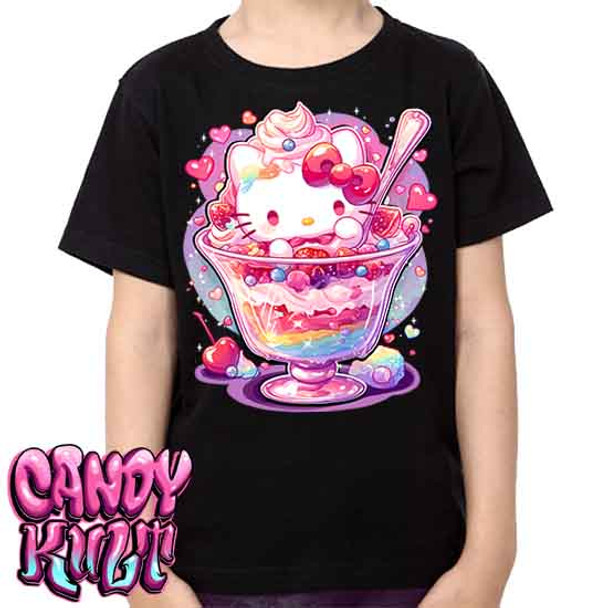 Sundae Kitty Kawaii Candy - Kids Unisex Girls and Boys T shirt