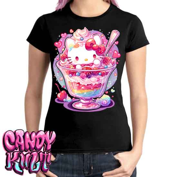 Sundae Kitty Kawaii Candy - Ladies T Shirt