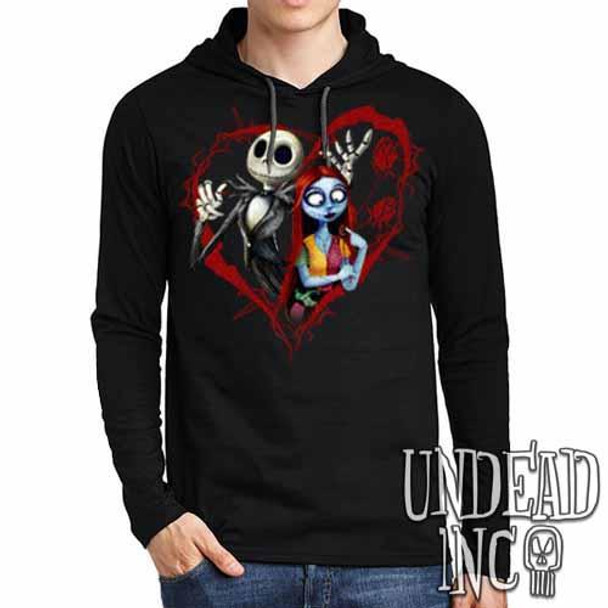 Nightmare Before Christmas Jack and Sally - Mens Long Sleeve Hooded Shirt