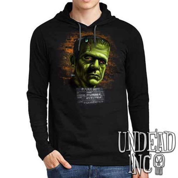 Frankenstein Mugshot - Mens Long Sleeve Hooded Shirt