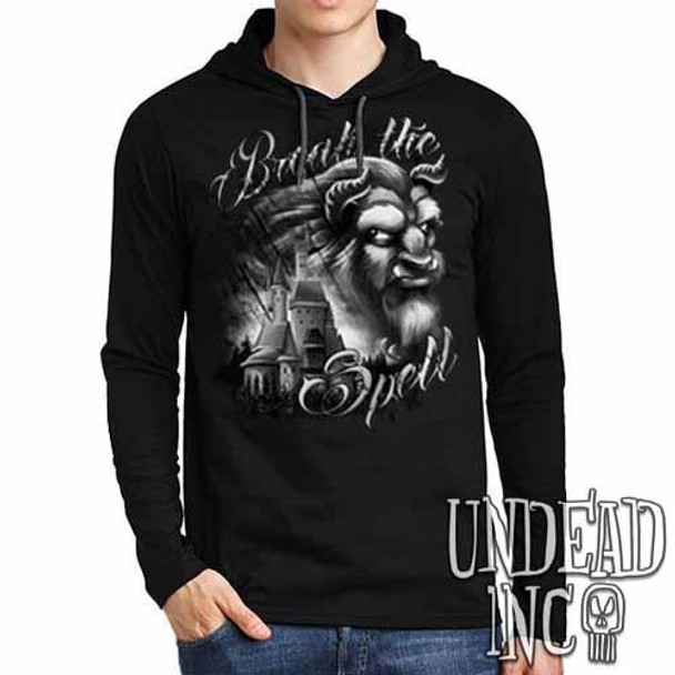 Beauty & the Beast "Break the Spell" Black Grey Mens Long Sleeve Hooded Shirt