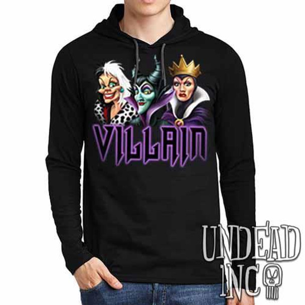 VILLAIN - Cruella Maleficent & Evil Queen - Mens Long Sleeve Hooded Shirt